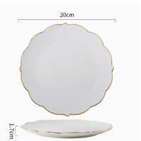 Gold Rim Ceramic Steak Plate, Elegant Ceramic Dinner Plate