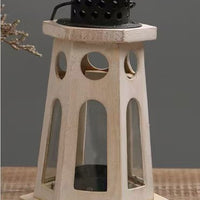 Vintage American Iron and Wood Candle Holder