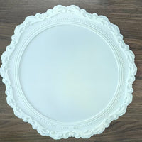 Round Embossed Silicone Placemat Scalloped Edge Non Slip Heat Resistant Table Mat Vintage Floral Coaster Style