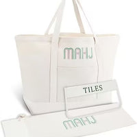 Canvas Mahjong Tote Bag Set – Large Capacity Shoulder Bag with Storage Pouch and Drawstring Cover