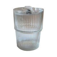 Striped Glass Cup with Lid and Straw 400ML Coffee Water Cup
