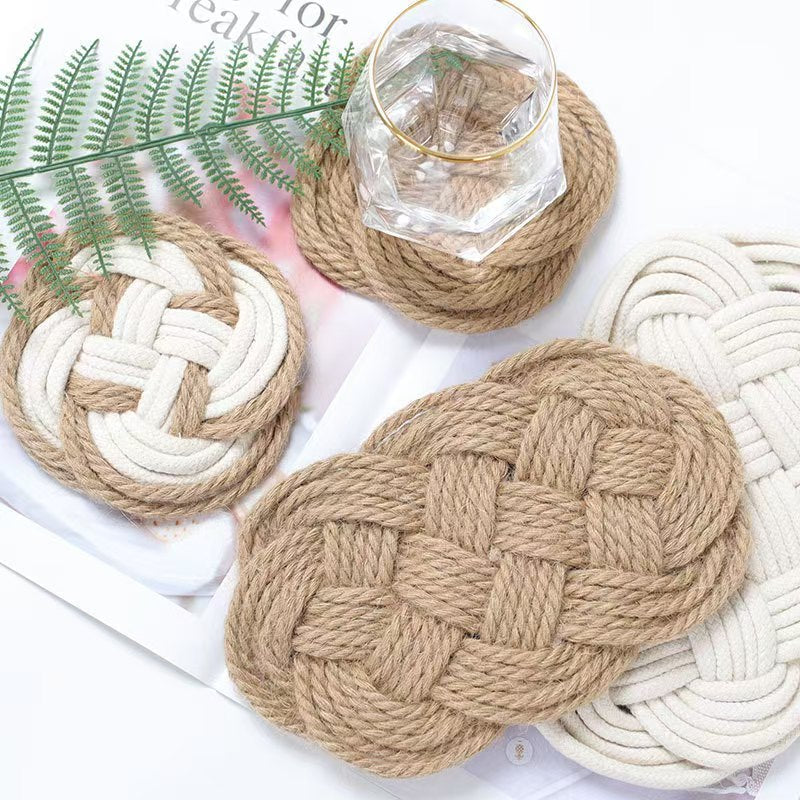 Cotton Linen Woven Cross Coaster