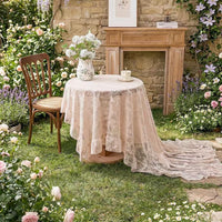 French Ruffled Lace Tablecloth Hollow Out Rectangular Table Cover