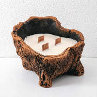 Rustic Tree Stump Candle – Woodland Scented Candle, Natural Wooden Wick Home Decor