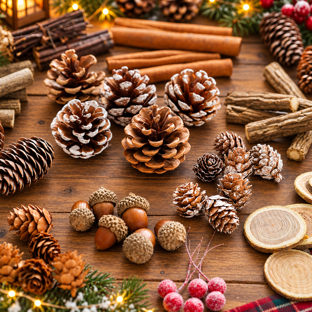 Natural Pine Cones Dried Botanical Christmas Decorations Rustic DIY Craft Supplies