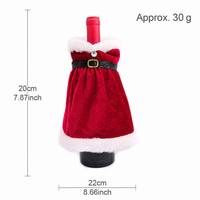 Christmas Wine Bottle Covers, Santa Coat and Mrs. Claus Dress Styles with White Plush Trim, Holiday Bottle Decorations