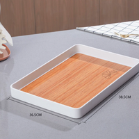 Rectangular Wood Grain Serving Tray Lightweight Decorative Tea Coffee Tray