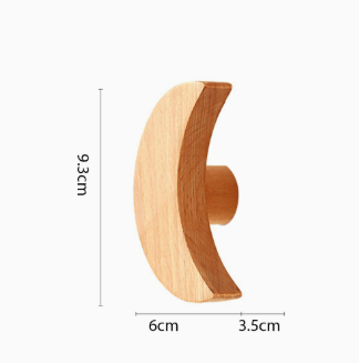 Solid Wood Wall Hook Moon Star Decorative No Drill Coat Hat Hook Cabinet Door Knob