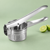 Heavy Duty Stainless Steel Potato Ricer – Manual Masher Press with Full Perforated Basket