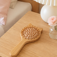 Cat Ear Bamboo Scalp Massage Hair Brush – Rounded Pins Gentle Detangling Wooden Paddle Brush