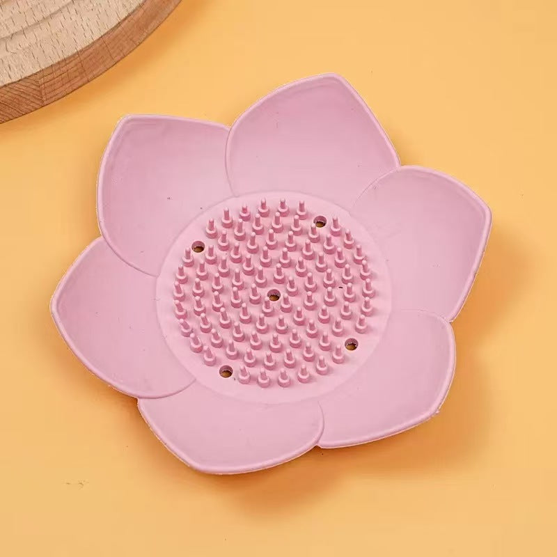 Lotus Shape Silicone Soap Dish Drain Tray