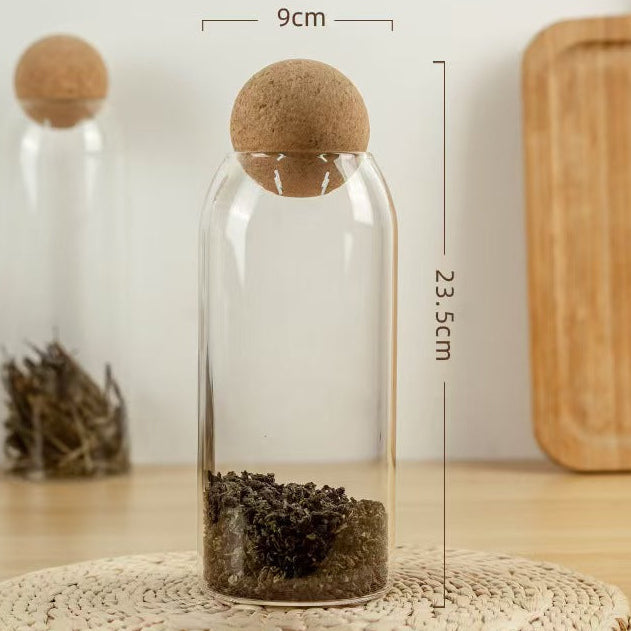 Glass Storage Jar with Cork Ball Lid