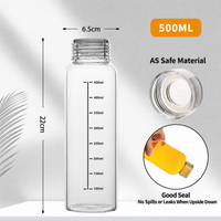 High Borosilicate Glass Water Bottle with AS Lid Heat Resistant Drink Container