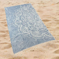 Oversized Floral Beach Towel Rectangular Boho Flower Print Quick-Dry Absorbent Shawl Summer Beach Wrap Travel Blanket with Fringe Trim