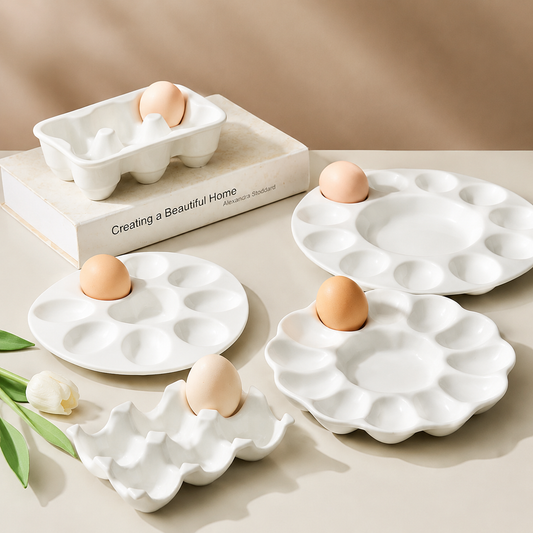 Ceramic Deviled Egg Tray – Easter Egg Display & Serving Plate