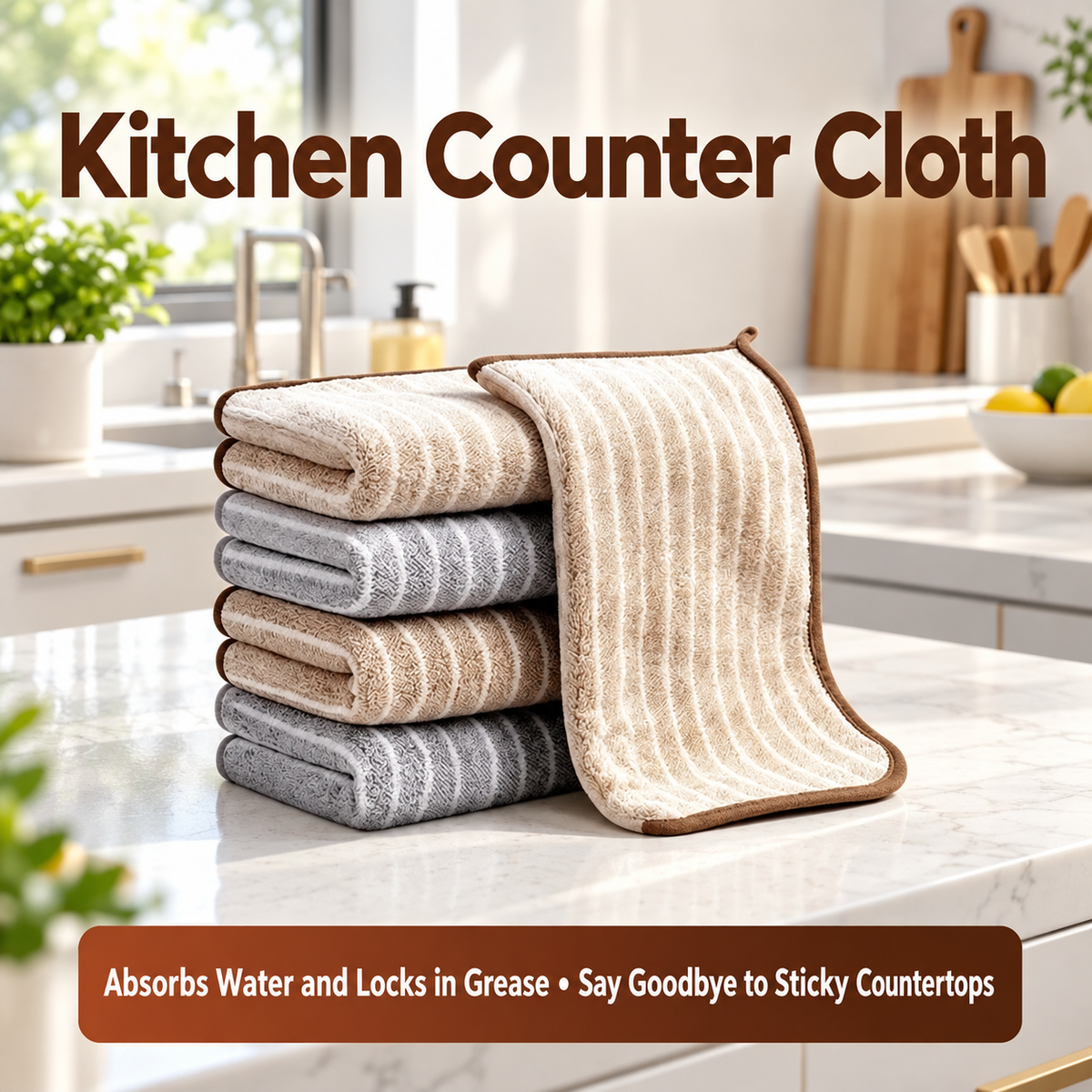 Thick Absorbent Kitchen Dishcloth Reusable Cleaning Towel Oil Resistant Dish Washing Cloth