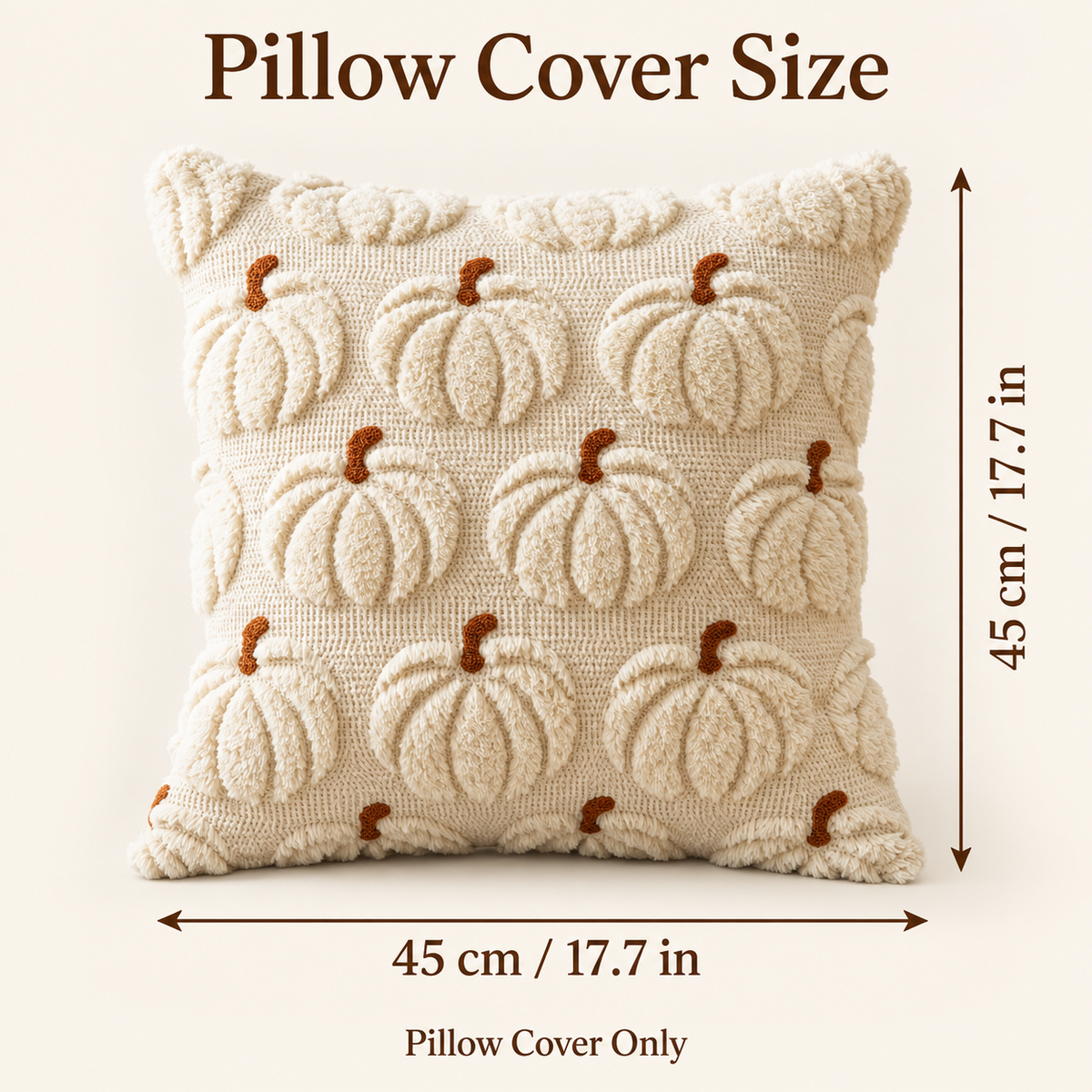 Textured Pumpkin Pillow Cover – Fall Decorative Throw Pillowcase