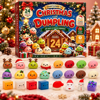 Christmas Dumpling Squishy Advent Calendar, 24-Piece TPR Sensory Toy Set with Festive Characters