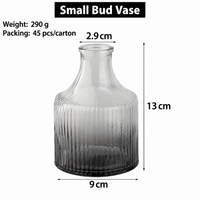 Gradient Ribbed Glass Flower Vase – Decorative Bud Vase for Wedding Centerpieces, Tables and Home Décor