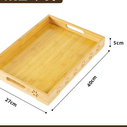 Bamboo Serving Tray with Handles Tea Cup Tray