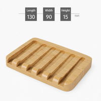 Natural Bamboo Soap Dish with Drainage Slots Wooden Soap Holder Bathroom Accessory