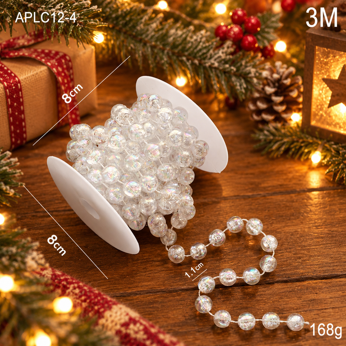 Clear Acrylic Crystal Bead Garland Christmas Tree Hanging Decorative Strand
