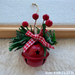 Rustic Christmas Jingle Bell Ornaments with Gingham Bows and Red Berries, 4 cm Hanging Decorations
