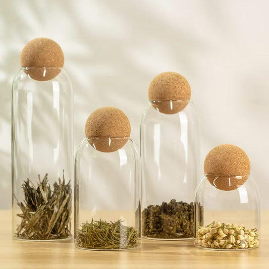 Glass Storage Jar with Cork Ball Lid