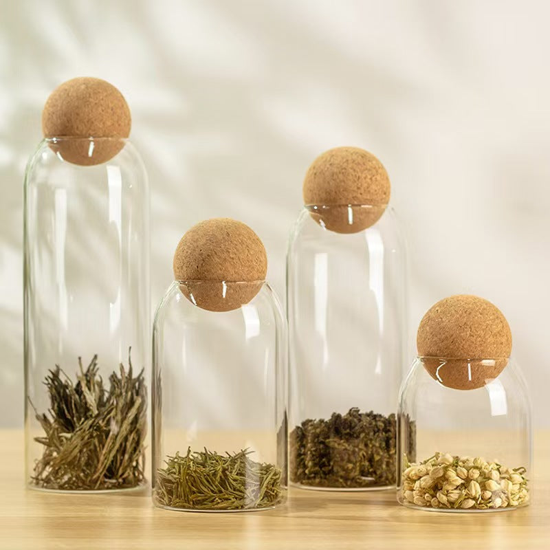 Glass Storage Jar with Cork Ball Lid