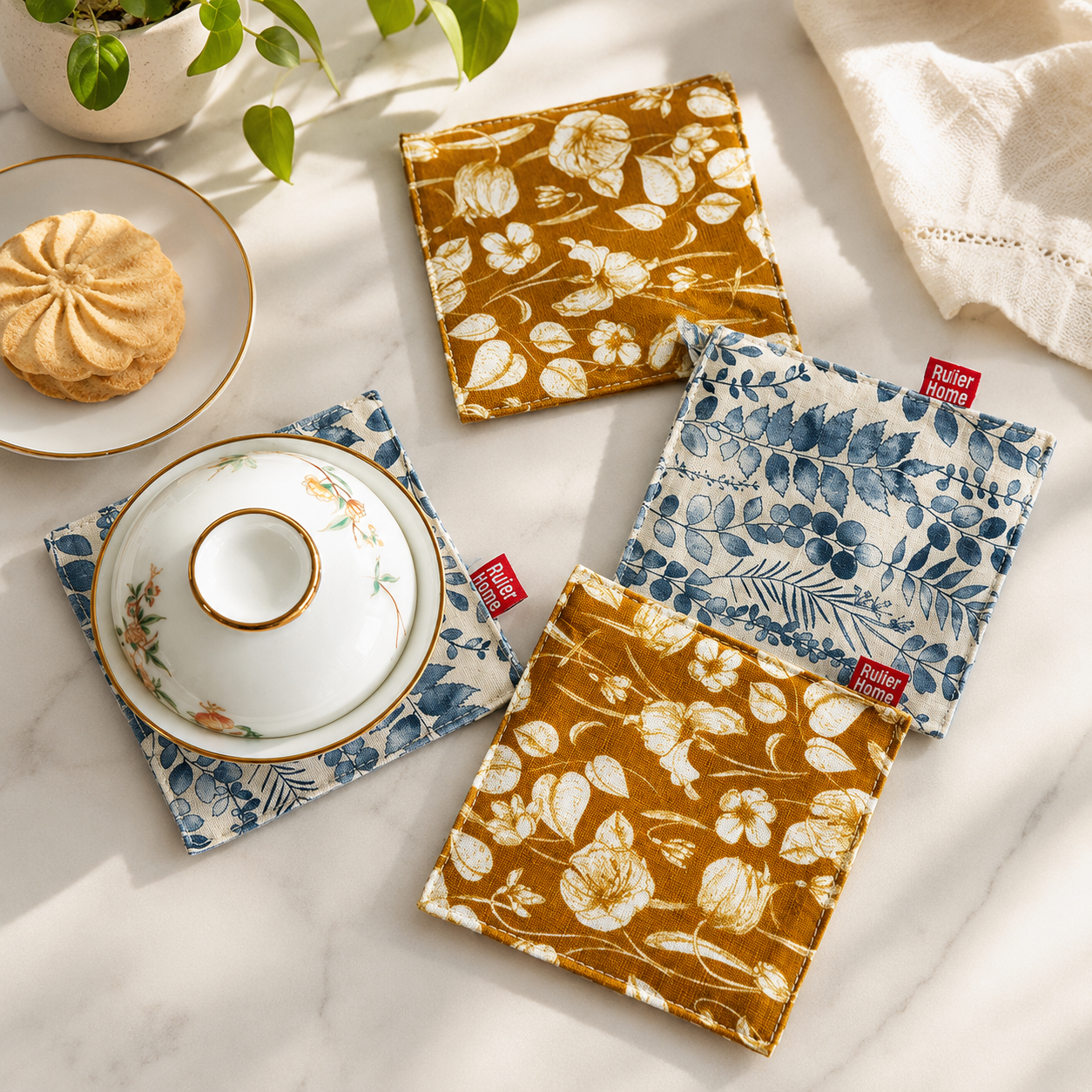 Cotton Coaster, Japanese Style Mug Mat & Tea Cup Coaster