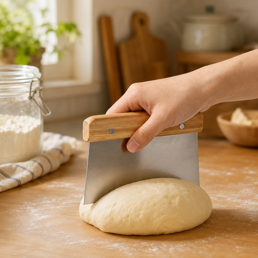 Stainless Steel Dough Cutter with Wooden Handle