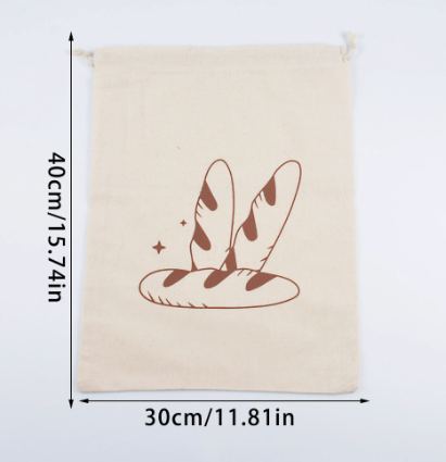 Cotton Linen Bread Bag Baguette Bread Storage Bag
