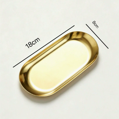 Gold Stainless Steel Oval Jewelry Tray