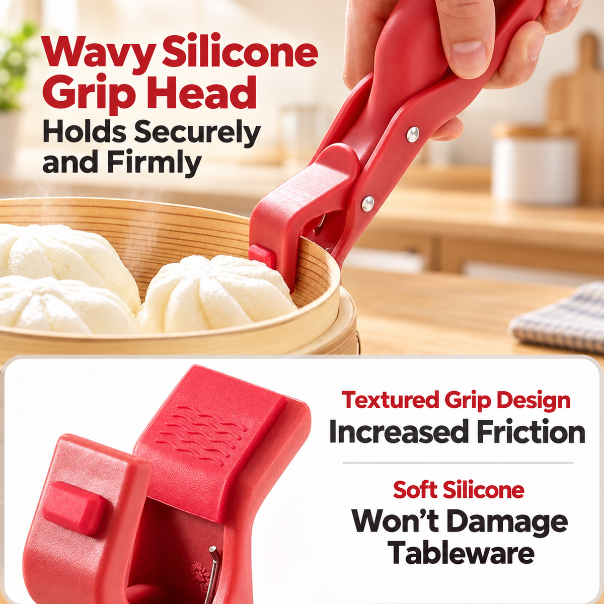 Silicone Hot Bowl Gripper Anti Scald Plate Lifter Kitchen Dish Clamp Heat Resistant Pot Holder