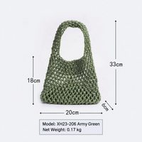 Cotton Rope Crochet Tote Bag – Handmade Woven Shoulder Bag with Inner Lining for Beach, Shopping, Summer & Everyday Use