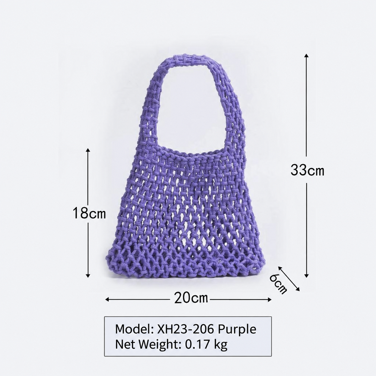Cotton Rope Crochet Tote Bag – Handmade Woven Shoulder Bag with Inner Lining for Beach, Shopping, Summer & Everyday Use