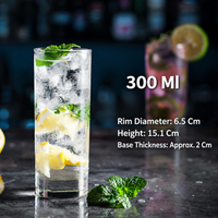 Clear Collins Glass, Tall Highball Drinking Glass