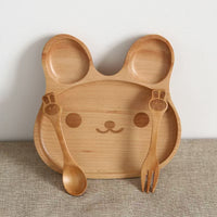 Beech Wood Bunny Shaped Kids Plate