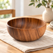 Natural Walnut Round Serving Bowl for Salads and Fruit 20 cm
