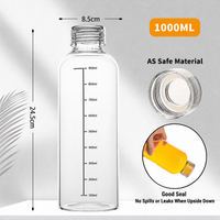 High Borosilicate Glass Water Bottle with AS Lid Heat Resistant Drink Container
