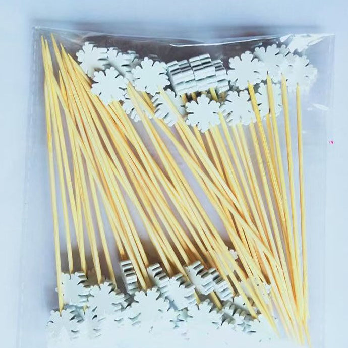 50pcs Bamboo Fruit Picks Decorative Party Toothpicks