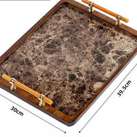 Bamboo Tea Tray with Handles Serving Tray