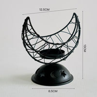 Crescent Moon Metal Incense Burner, Iron Decor Piece