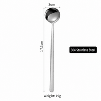 304 Stainless Steel Mini Dessert Spoon | Elegant Long Handle Coffee & Caviar Spoon