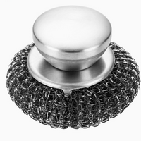 Stainless Steel Pot Scrubber with Ergonomic Metal Handle Heavy Duty Kitchen Cleaning Brush