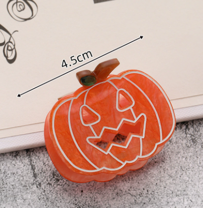 Halloween Acrylic Hair Clips with Pumpkin Ghost and Witch Hat Designs