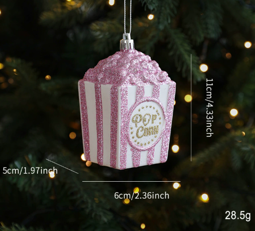 Pink Candy Christmas Tree Ornament Glitter Donut Ice Cream Gift Box Decoration