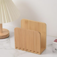 Bamboo Expandable Napkin Holder Adjustable Wooden Tissue Organizer