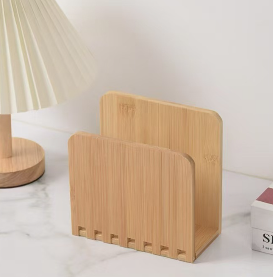 Bamboo Expandable Napkin Holder Adjustable Wooden Tissue Organizer