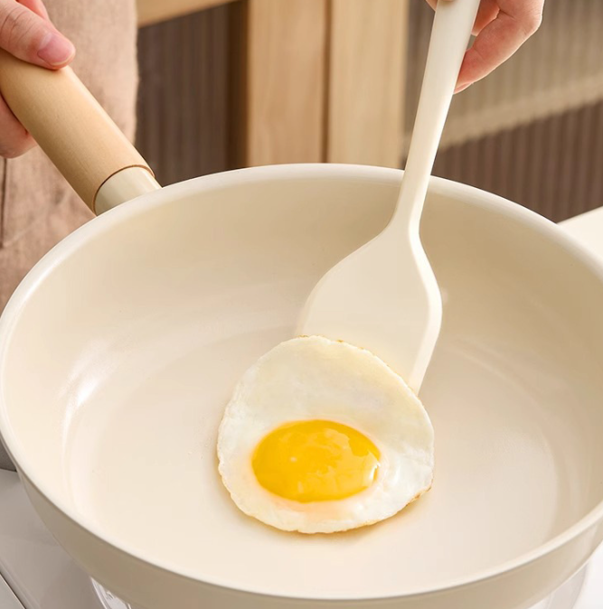 Cream White Silicone Cooking Spoon and Spatula Kitchen Tools